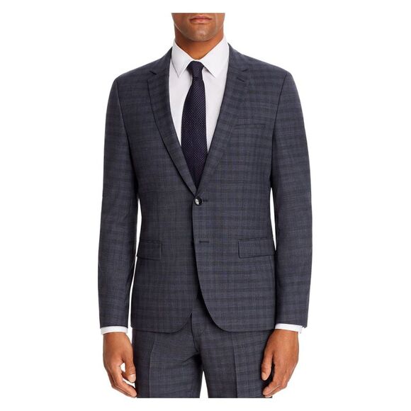 HUGO BOSS Mens Arti Navy Single Breasted Plaid Suit Separate Blazer Jacket 40R - Picture 1 of 3